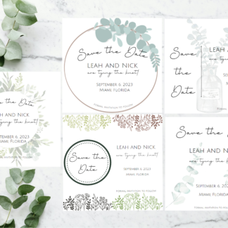 Eucalyptus Greenery Digital Save the Date Wedding Invitations